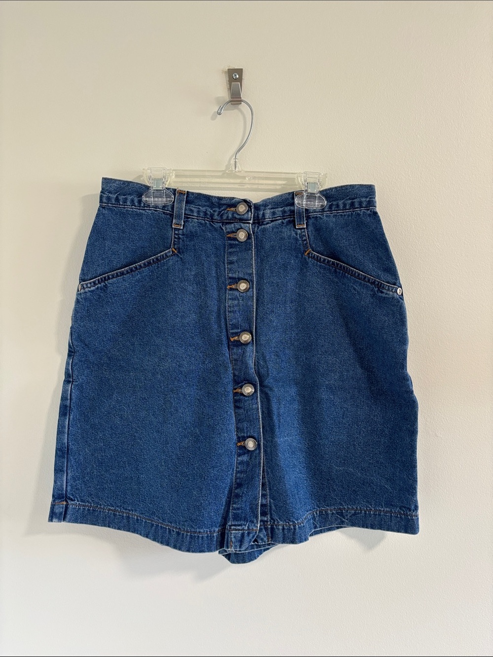 Crossroad Classic Blue Denim Button-Front Women's Skirt with Shorts Size 12